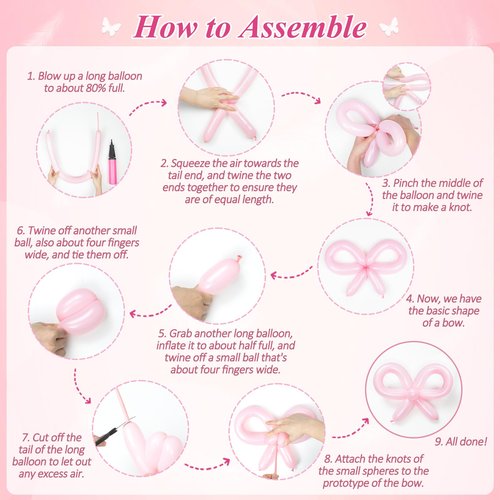 140pcs Bow Hot Pink Balloon Arch Kit, Hot Pink Light Pink Metallic Pink Balloon 18inch Clear Balloons Pink 260 Balloons for Pink Bow Coquette Birthday Decorations Baby Shower Party Decorations