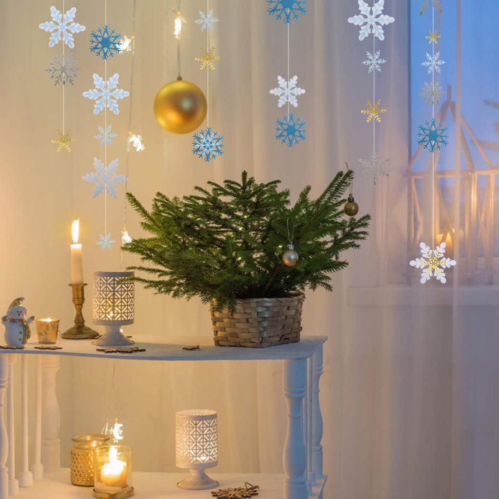 Skiennix 60-Piece Snowflake Garland Set - DIY Christmas Ornaments for Festive Decorations