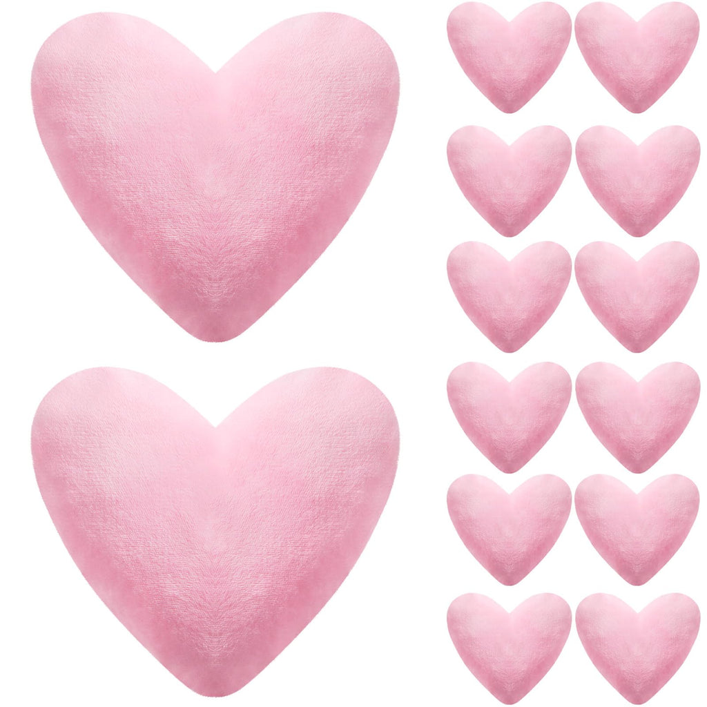 PullCrease 24 Pcs Valentine's Day Heart Shaped Plush Decorative Pillows Bulk Stuffed Plush 5.5" Soft & Fluffy Heart Decor & Gifts for Valentine's Day Weddings Parties Bed Room Office Sofa (Pink)