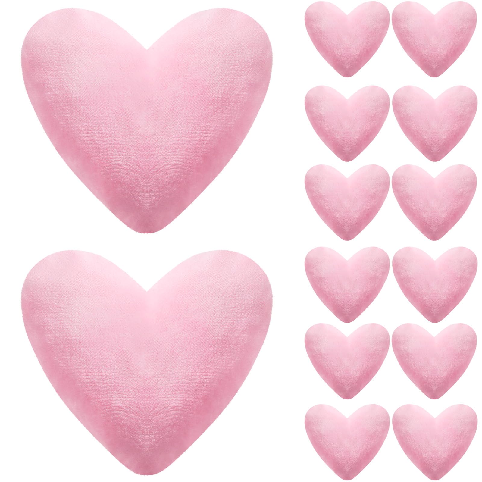 PullCrease 24 Pcs Valentine's Day Heart Shaped Plush Decorative Pillows Bulk Stuffed Plush 5.5" Soft & Fluffy Heart Decor & Gifts for Valentine's Day Weddings Parties Bed Room Office Sofa (Pink)
