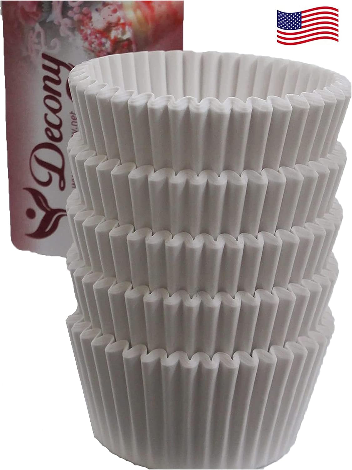 USA Made Cupcake Liners - 500 Count Fluted Baking Cups | Non-Stick, Odorless, Fits Standard Pans, 2'' x 1.25''