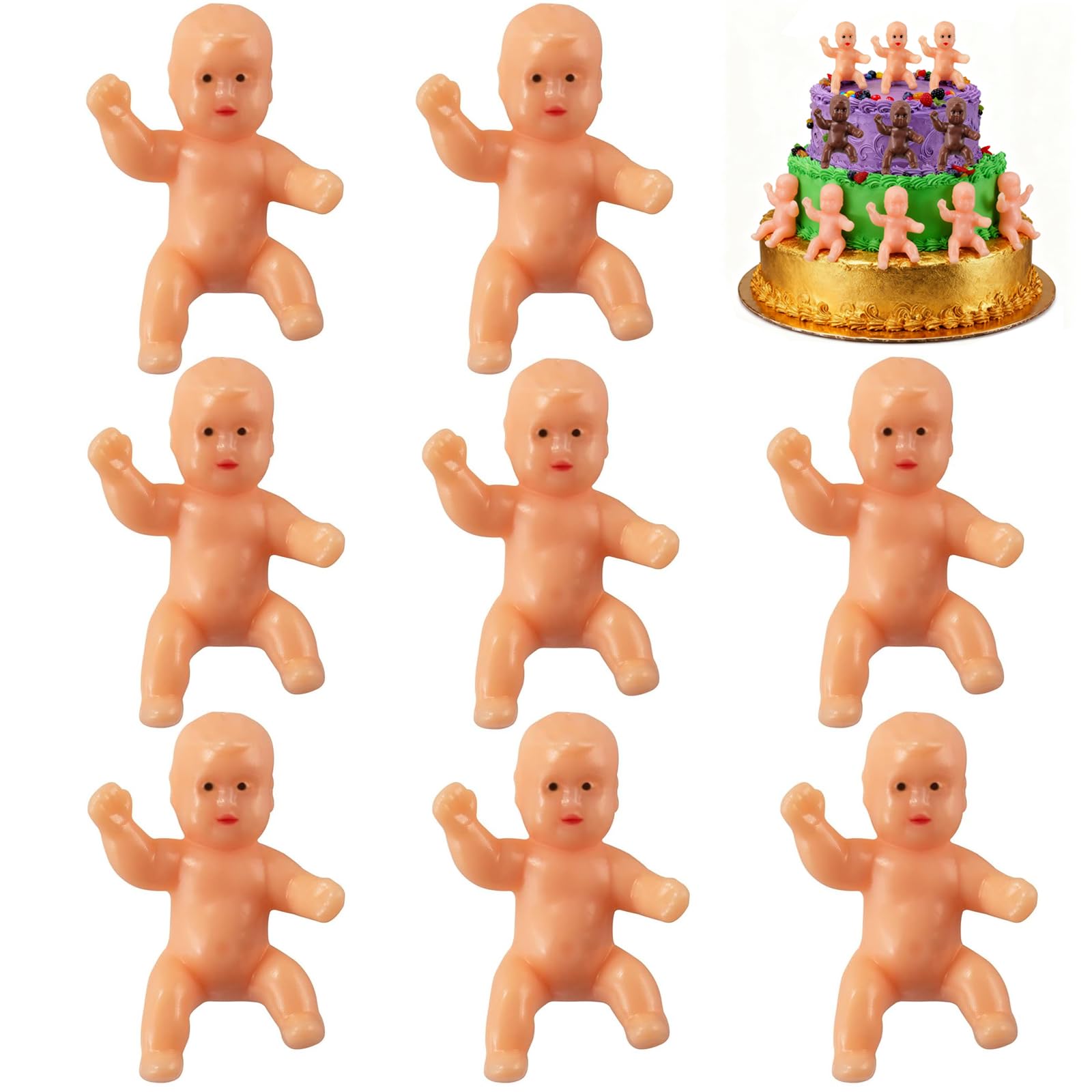 ZZYFGH 48 PCS King Cake Babies, 1.2 Inch Mini Plastic Babies for King Cake Baby Shower, My Water Broke Ice Cube Game, King Cake Baby for Party Decorations
