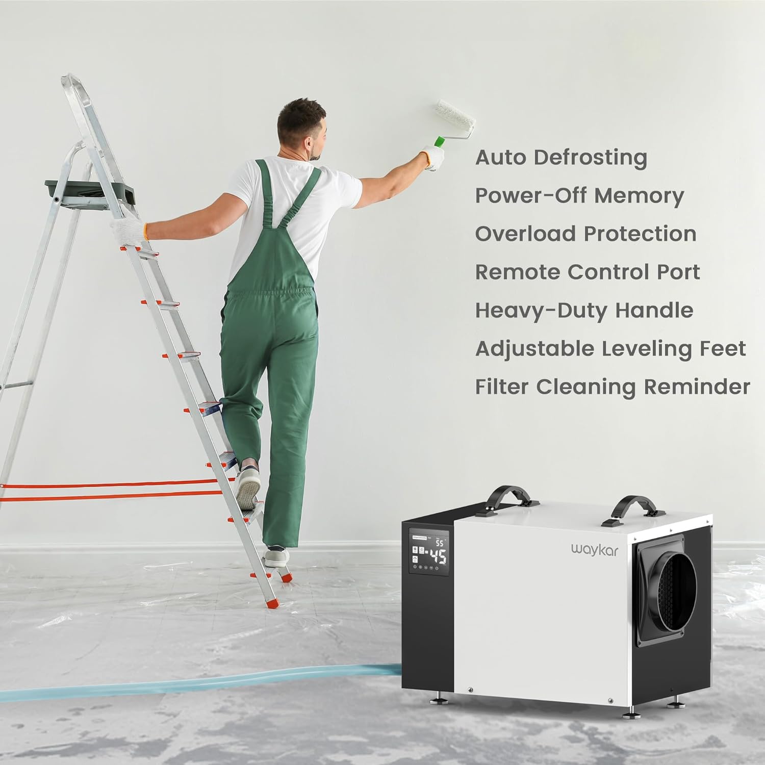 Waykar 125 Pint Dehumidifier - Smart Humidity Control for Basements & Crawl Spaces up to 6500 Sq Ft | Includes Pump & Drain Hose