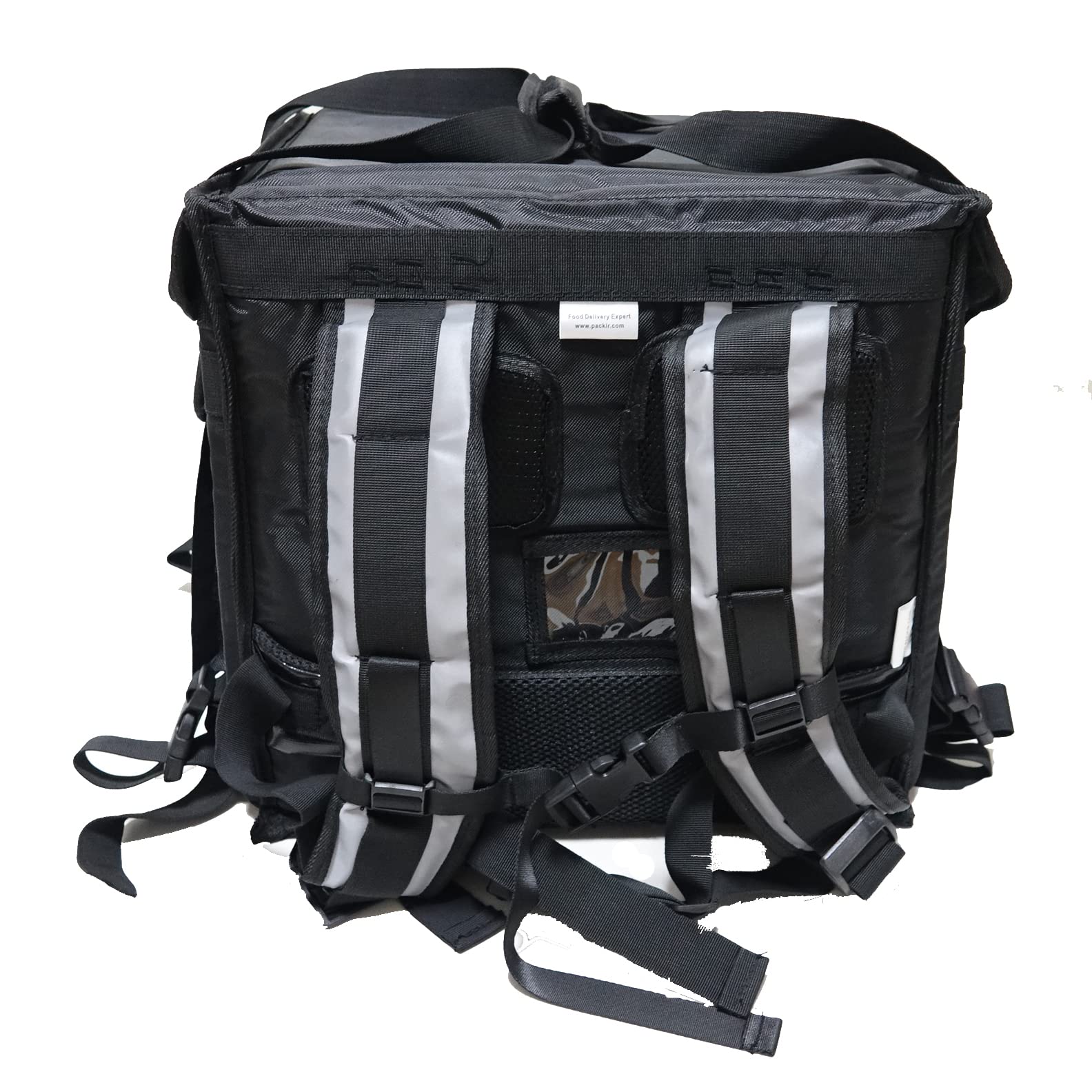 Packir PK-64B: Big Pizza/Food Delivery Bag for Motorcycle or Bicycle, 16"x16"x16", with Metal Rack for Motorcycle Use