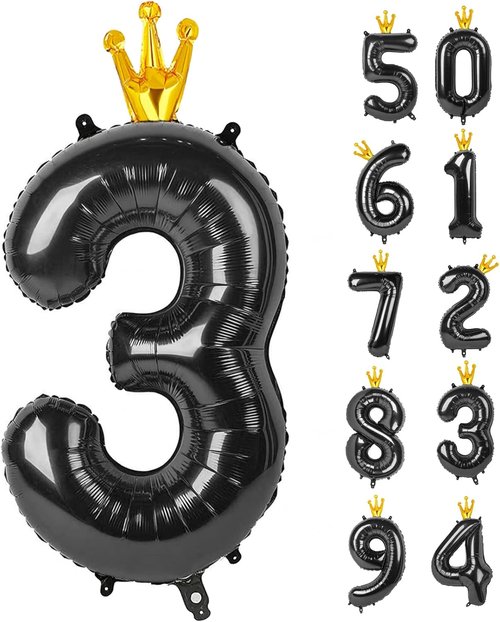 40-Inch Number 3 Balloon by Black | Perfect for 3rd Birthday Party Decorations
