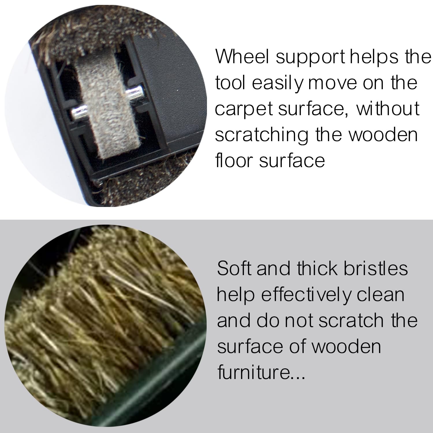 Replacement Vacuum Brush Head with Wheels & Horsehair Bristles Compatible with Miele C1 C2 C3 Vacuum Accessories & Attachments for Carpet, Tile Hard Floors - 1-3/8'' Hardwood Floor Vacuum Attachment
