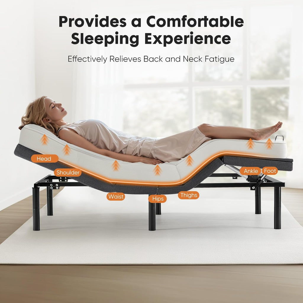 Sweetcrispy Adjustable Bed Frame - Ergonomic Electric Base with Wireless Remote & USB Ports | Twin XL Size, Zero Gravity, Anti-Snore
