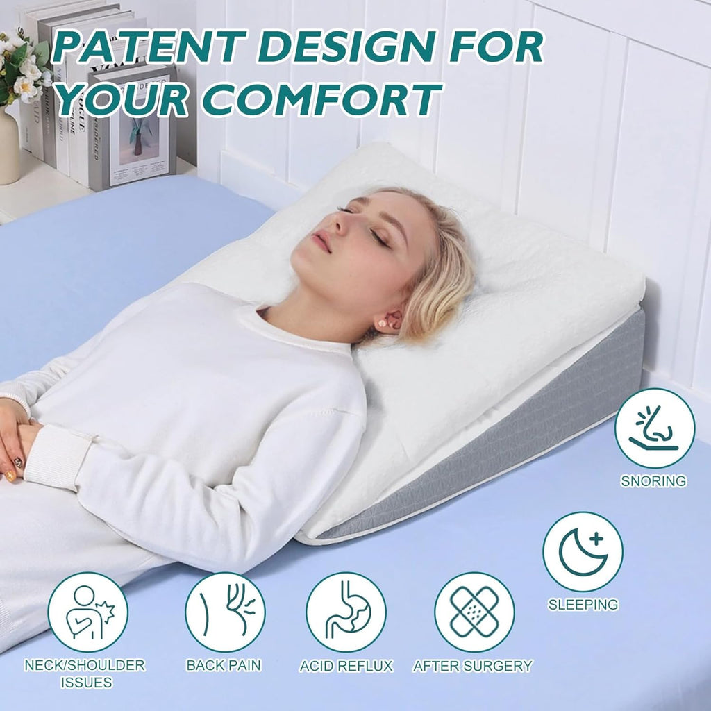 TANYOO Bed Wedge Pillow - Adjustable Shredded Memory Foam for Sleep Apnea & Acid Reflux | 7.5-Inch Dual Layer Design