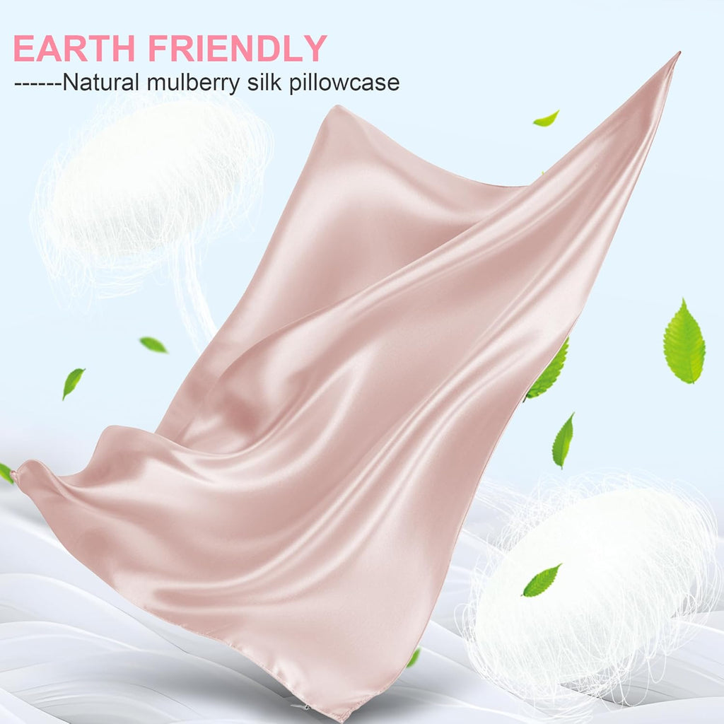 Skiennix Silk Pillowcases - King Size Mulberry Silk for Hair & Skin | Soft Coral Pink with Hidden Zipper