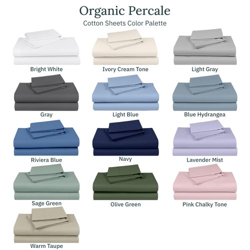 California Design Den King Sheets Set - Soft 100% Organic Cotton Sheets with Deep Pockets, Crisp Percale, Breathable and Durable Bedding Set - True Ivory
