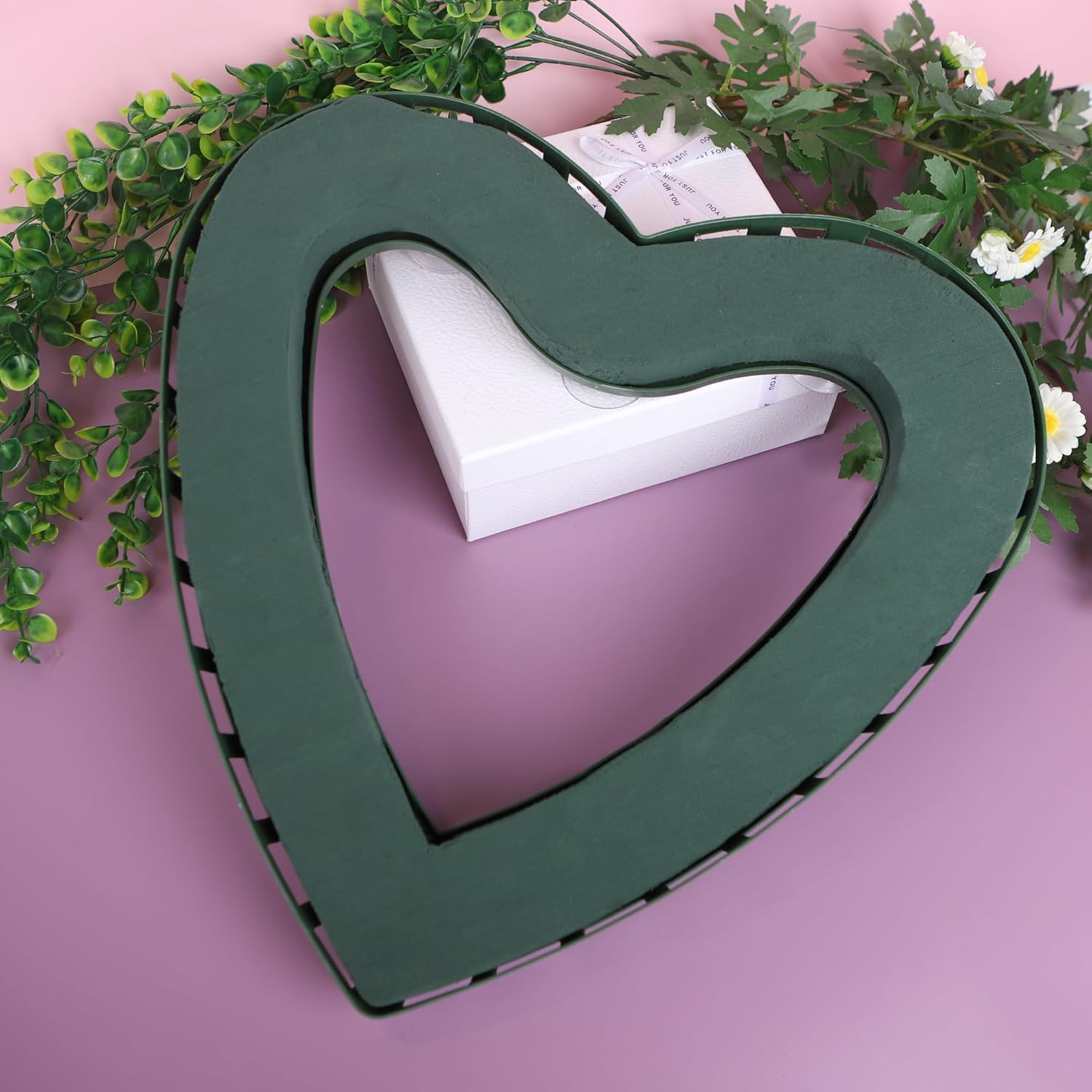 Skiennix Heart Floral Foam Cage - Ideal for Fresh Flowers | Includes Wet Foam Blocks & Suction Cup