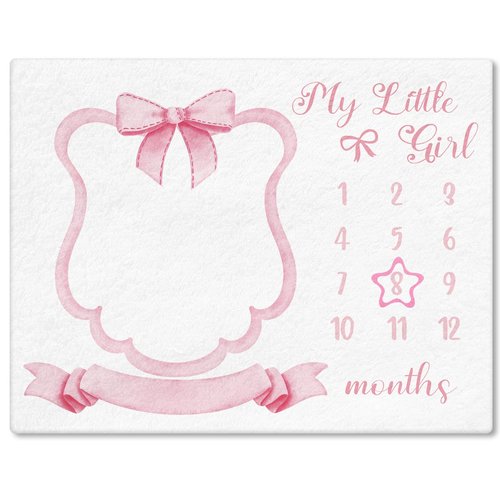 Mindsoft Trendy Pink Bow Coquette Baby Milestone Blanket Coquette Flannel Blanket Newborn Infant Swaddle Growth Baby Frame for Boys Girls Nursery (Bow, Pink)