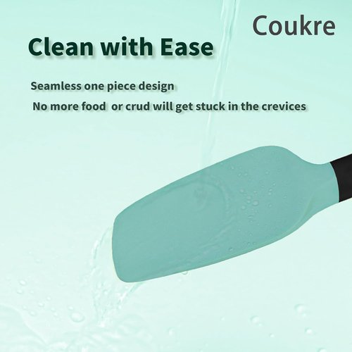 Coukre Silicone Spatula Set - High-Temperature Resistant, Food Grade, Dishwasher Safe | Aqua Green, 5-Piece Set