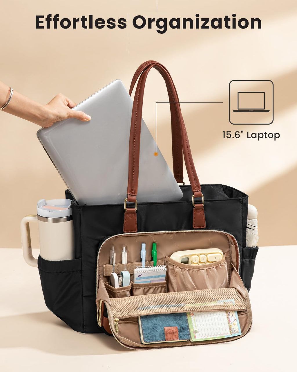 LOVEVOOK Laptop Lunch Tote Bag for Women, Work Bag with Insulated Lunch Compartment 17.3 Inch Laptop Bag with Cup Holder Large Lunch Bag for Teacher, Nurse, Office, Travel, College, Daily