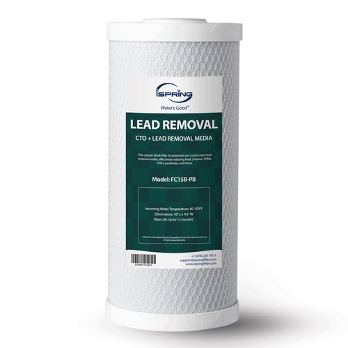 iSpring FC15B-PB 4.5” x 10” Lead, Arsenic, Cadmium, Chlorine Reducing Whole House Water Filter, Fits iSpring WGB21B-CPB Series, Pack of 1