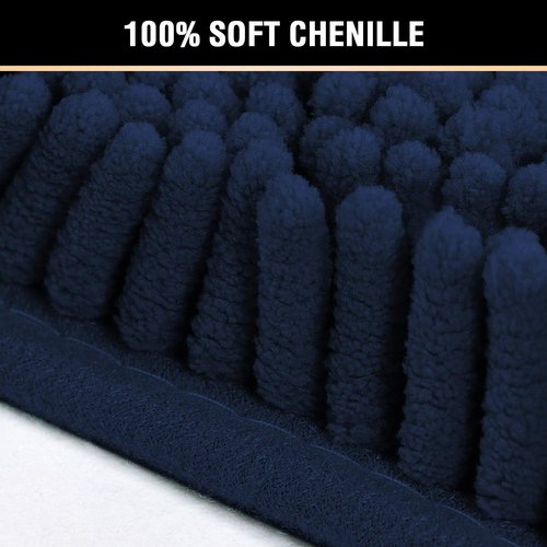 H.VERSAILTEX Navy Blue Bath Rug - Extra Thick Non-Slip Chenille Mat | 17" x 24" Absorbent & Washable