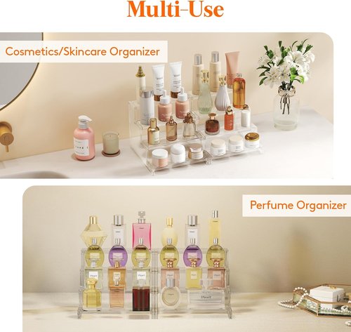 Lifewit Perfume Organizer - Clear Makeup Display Shelf for Vanity & Bathroom - 23 cm (9")