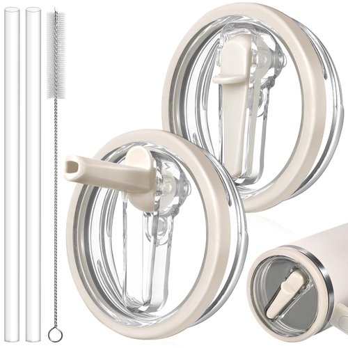 ANTAND 2 Pack 30 oz Leakproof Replacement Lids, for Stanley Quencher H2.0 & ProTour Tumbler, 30oz Flip Straw Lid Spill Proof Cover Top for Stanley Cup Accessories (Cream,Cream)