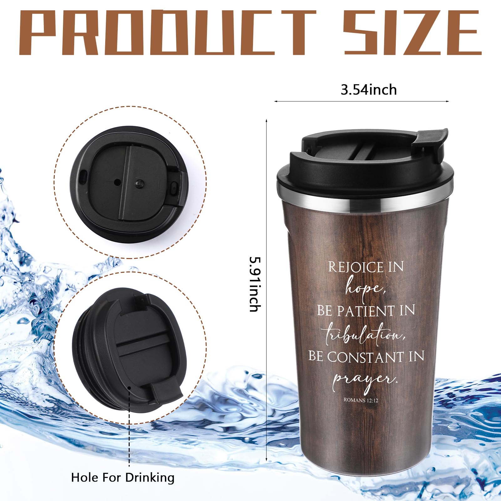 Meanplan 10 Set Christian Fathers Day Church Gifts Bible Verse Tumbler Bulk 17oz Coffee Cup Religious Jesus Tumbler Inspirational Mug for Men Women Teacher (Wood Grain, Bible Theme)