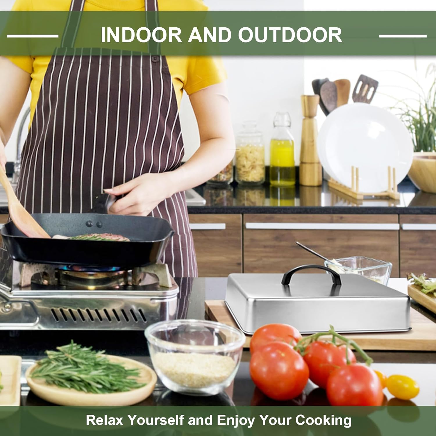 Blackstone Griddle Accessories - Heavy Duty Rectangular Basting Cover & Stainless Steel Cheese Melting Dome | Ideal for Flat Top Grill Cooking