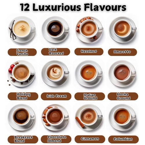 24 Days Advent Calendar - Flavored Ground Coffee Gift Set for Men & Women | French Vanilla, Hazelnut, Irish, Italian & Cinnamon