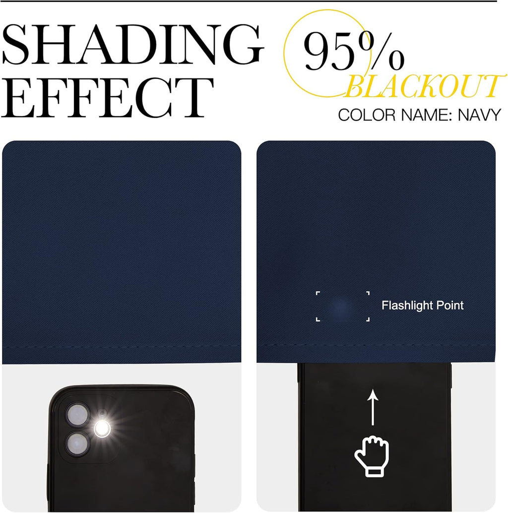 NICETOWN Navy Blackout Curtains - 55" x 90", 2-Piece Grommet Panels for Sunlight Blocking & Modern Design