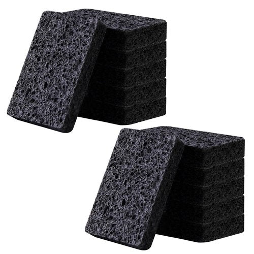 12 - Pack Non-Scratch Scrub Sponges - Sponges for Dishes and Washing Dishes, Cleaning Sponges for Kitchen Home Bathroom Cars, Funny Cut-Outs DIY for Kids (Black)