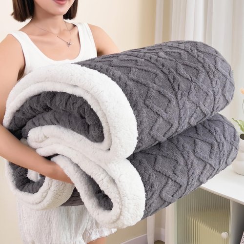 Sherpa Blanket for Bed Full Size - Fleece Soft Cozy Fuzzy Blankets Thick Warm for Winter and All Seasons (Dark Grey, Full(80"x90"))