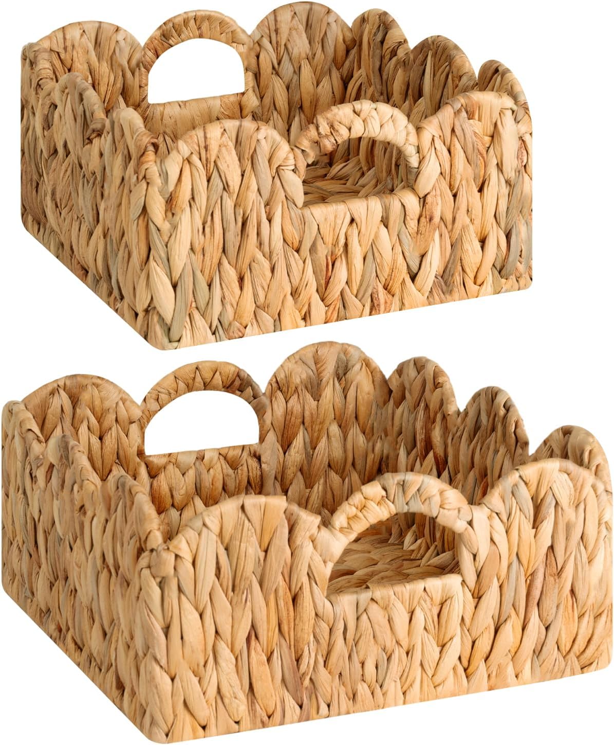 StorageWorks Woven Wicker Baskets - Stylish Organizing Solution with Handles | Set of 2