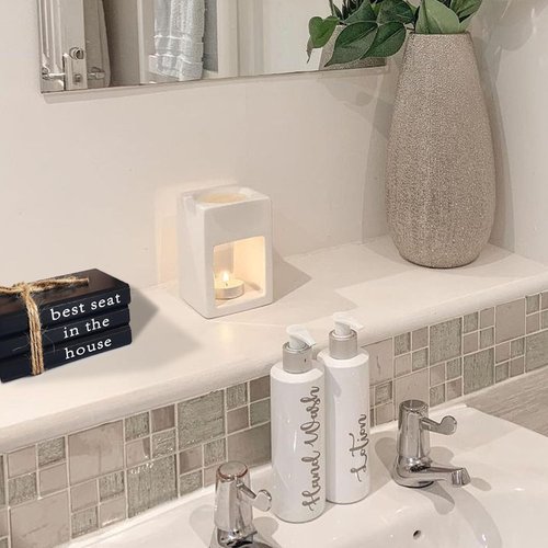 Farmhouse Bathroom Decor | Rustic Wooden Decorative Books - Funny Accent for Guest Restroom