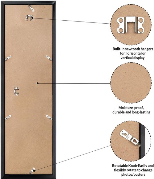 LaVie Home 10x30 Picture Frame - Classic Black Wall Display Frame with HD Plexiglas | Vertical & Horizontal Use
