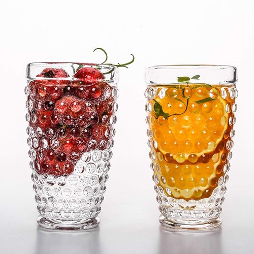 G Hobnail Glassware 6 Set Old Fashioned Iced Beverage Drinking Glasses, 13.3 oz Premium Tall Highball Water Glasses Cups For Juice Cocktail Mojito Wine,Beer, Tea, Mixed Drinkware,Parties Restaurants