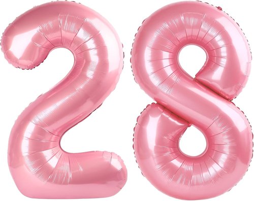 40 Inch Pearl Pink Birthday Balloons - 28 Number Balloons for Celebrations & Graduation Decor