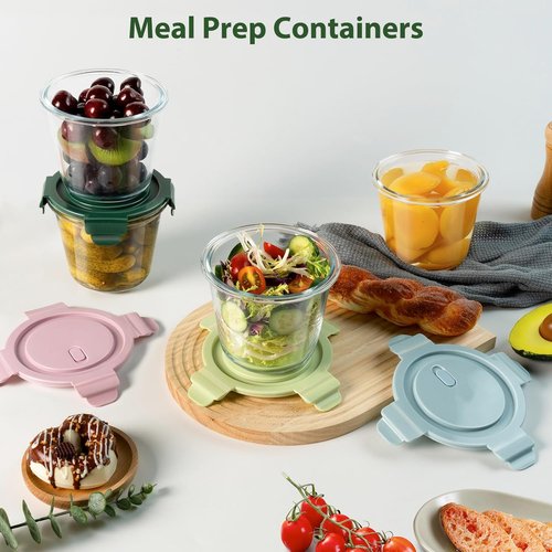 Freshmage Glass Meal Prep Containers - Airtight 23oz BPA-Free Storage Set | Heat-Resistant, 4-Pack