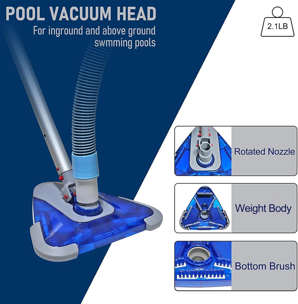 POOLWHALE Swimming Pool Vacuum Hose - 1.5-Inch x 24-Feet with Swivel Cuff & Weighted Head | Ideal for Above Ground & Small Inground Pools