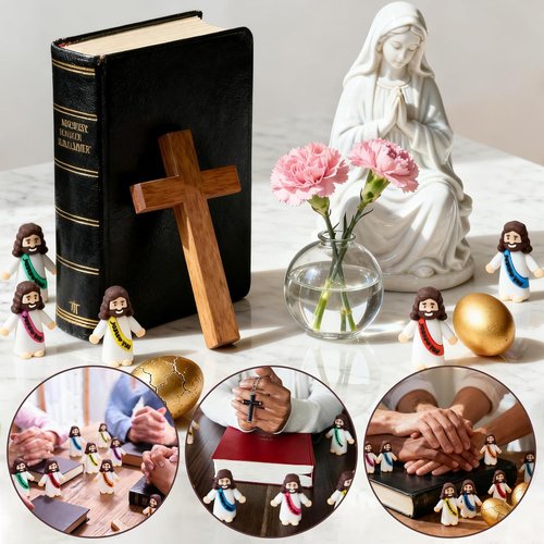 KIMOBER Mini Jesus Figures - 30pcs Colorful Pocket Figurines for Easter Gifts & Baptism Celebrations