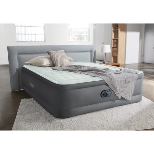 Intex PremAire I Fiber-Tech Elevated Dura Beam Technology Home Air Mattress Bed with Electric Built-in Pump, Full