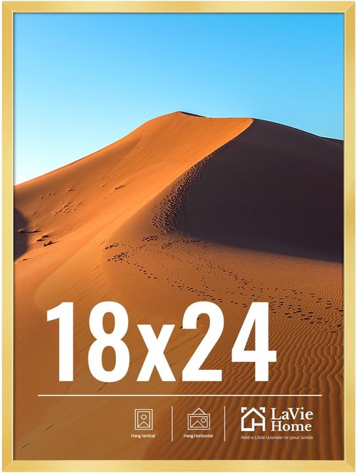 LaVie Home 18x24 Picture Frame - Classic Gold Frame with HD Plexiglas for Vertical/Horizontal Display