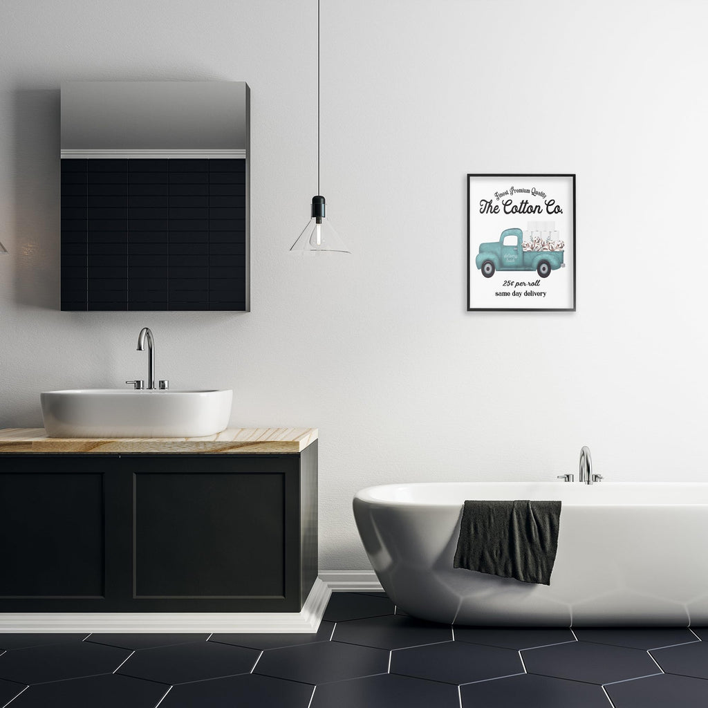 Stupell Industries 'Toilet Paper Cotton Delivery Truck', Framed Giclee Art, Black, 16 x 20 Inches, Easy to Hang and Sturdy, Made in USA, by Lettered and Lined