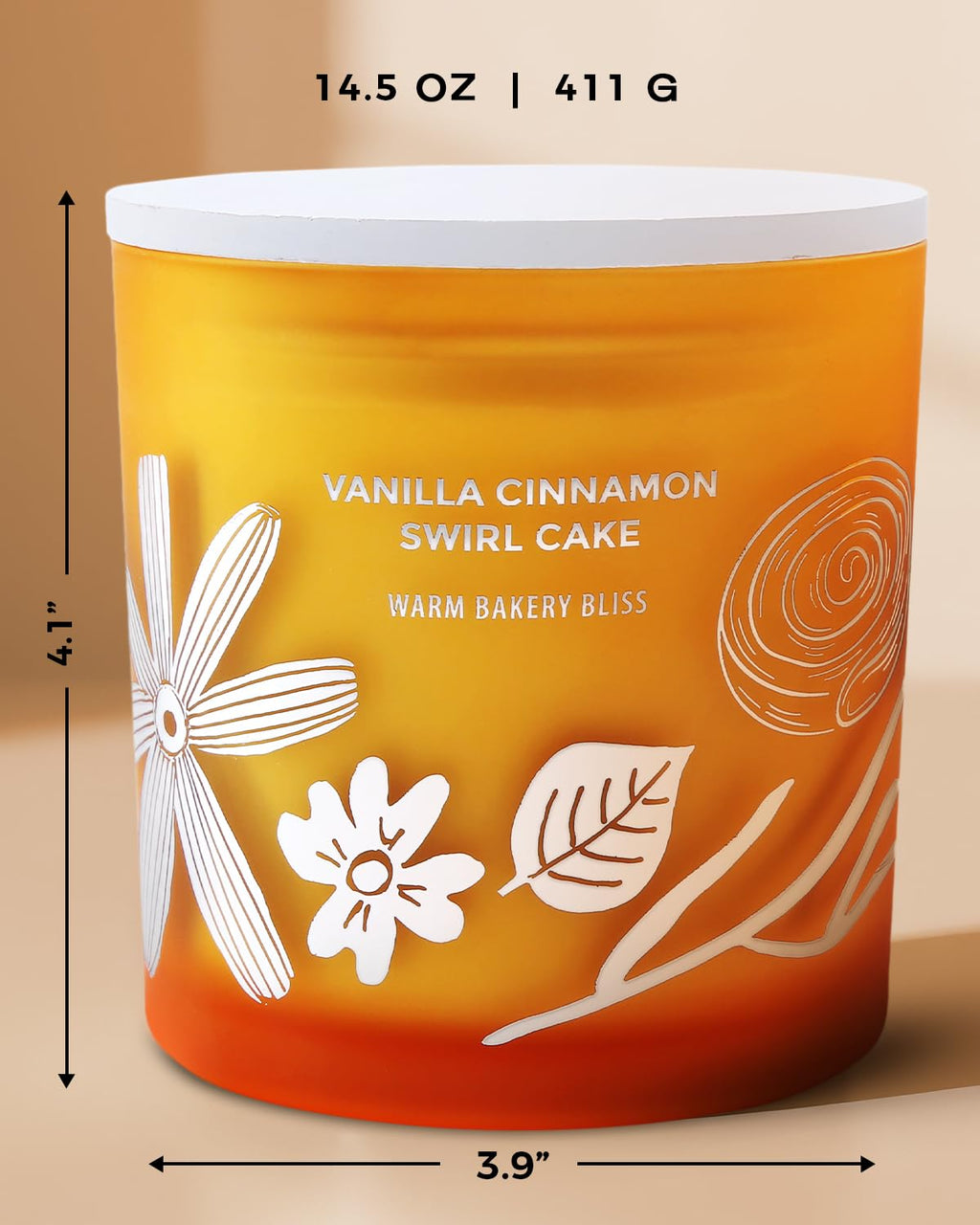 Vanilla Cinnamon Swirl Cake Candle, 14.5oz Large 3-Wick Soy Scented Candles for Home, Warm Bakery Scent, Long Lasting Aromatherapy Candle, Gift for Women & Men