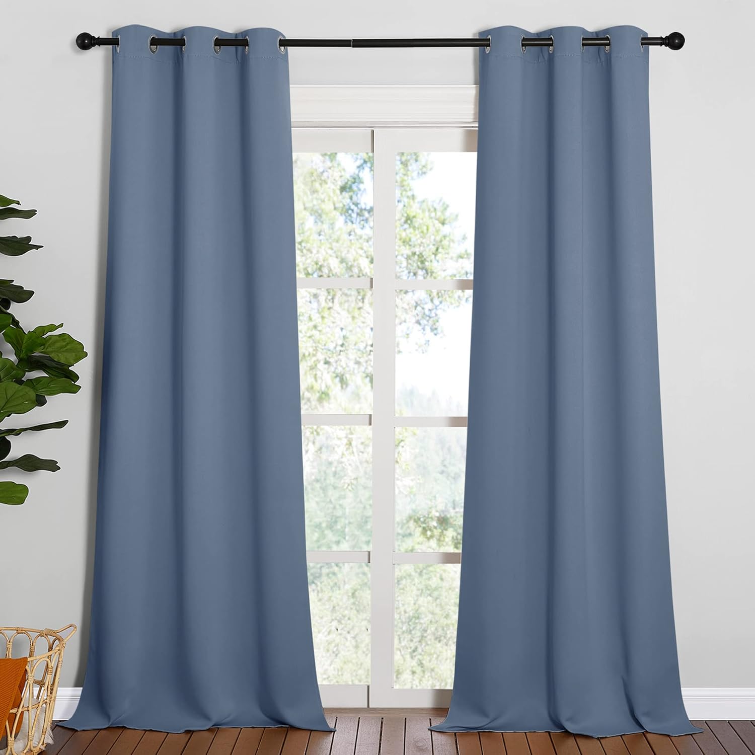 NICETOWN Blackout Curtains - Thermal Insulated & Noise Reducing | 90" Long, Stone Blue, 42" Wide (1 Pair)