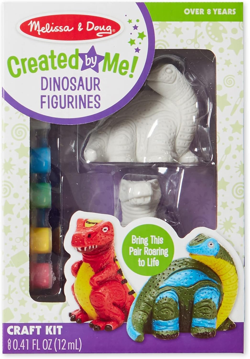 Melissa & Doug Dinosaur Figurines Craft Kit - Create Your Own Dinosaurs with 2 Resin Figures & 6 Paints