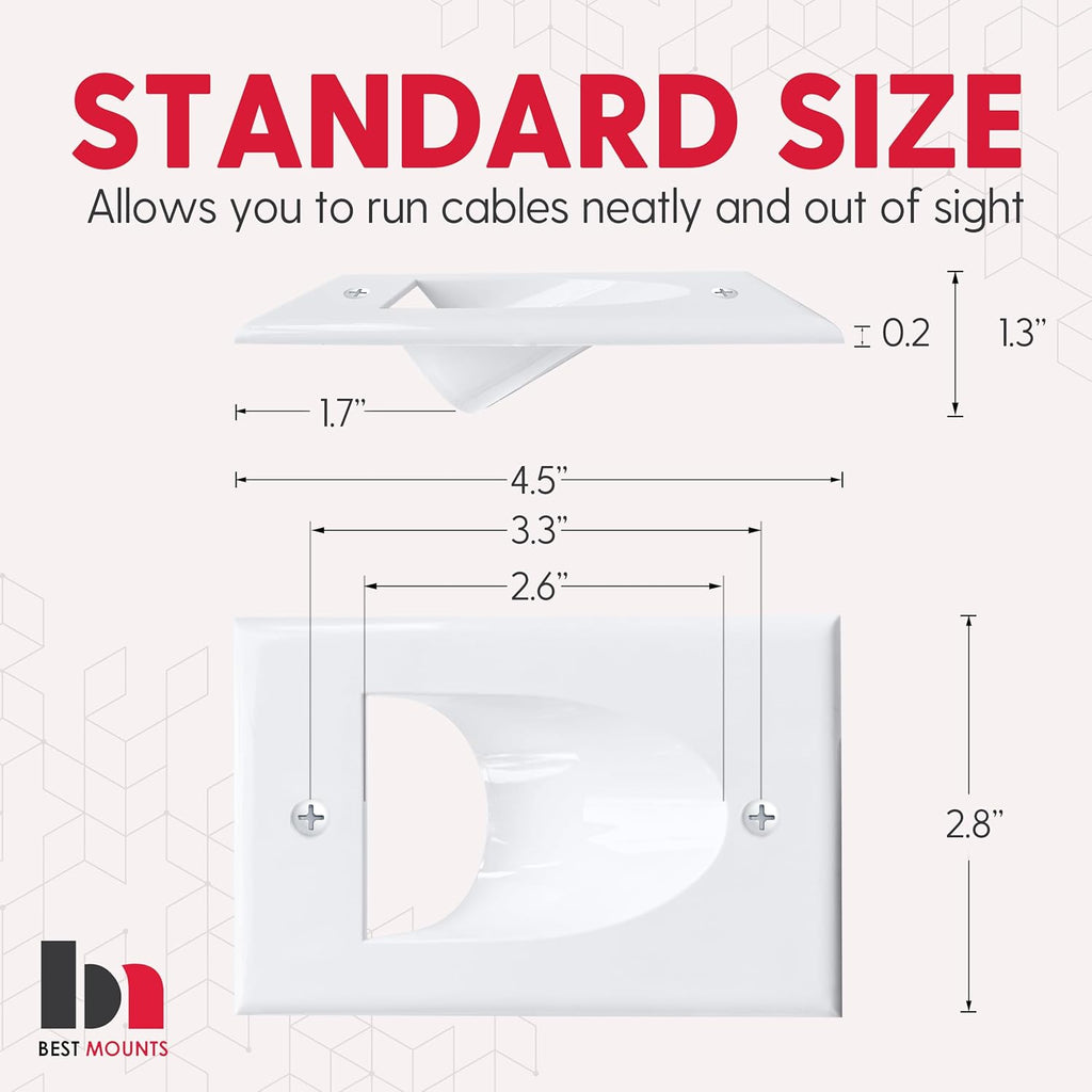 Wall Plate Cable Pass Through Kit by [Brand Name] - 2 Pack Recessed Cable Management with Bracket