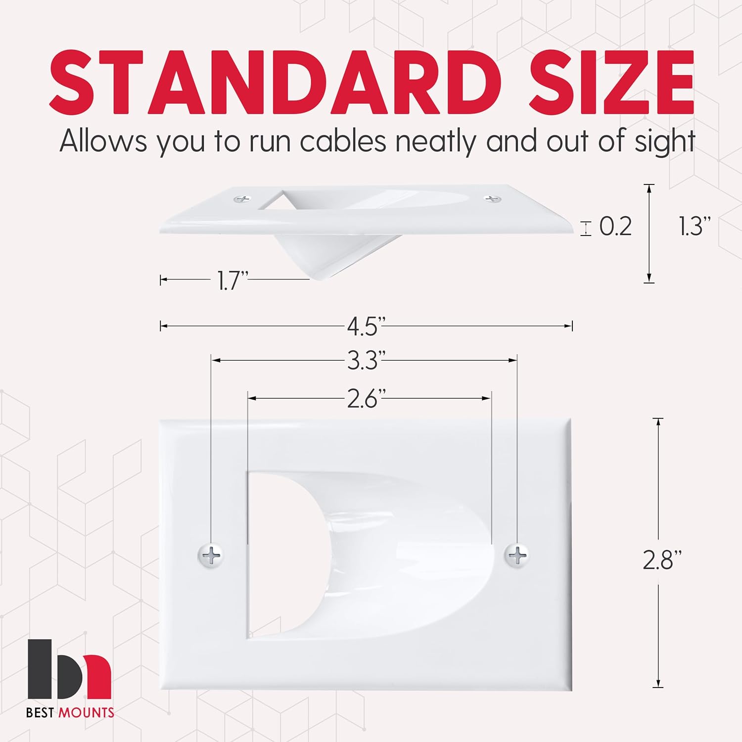 Wall Plate Cable Pass Through Kit by [Brand Name] - 2 Pack Recessed Cable Management with Bracket