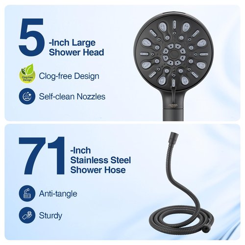 ANNWA Filtered Shower Head with Handheld, 8 Spray Mode High Pressure Showerhead with Filters, Detachable shower head, Water Softener Filters for Hard Water, Remove Chlorine(N8HS702MB-NA)