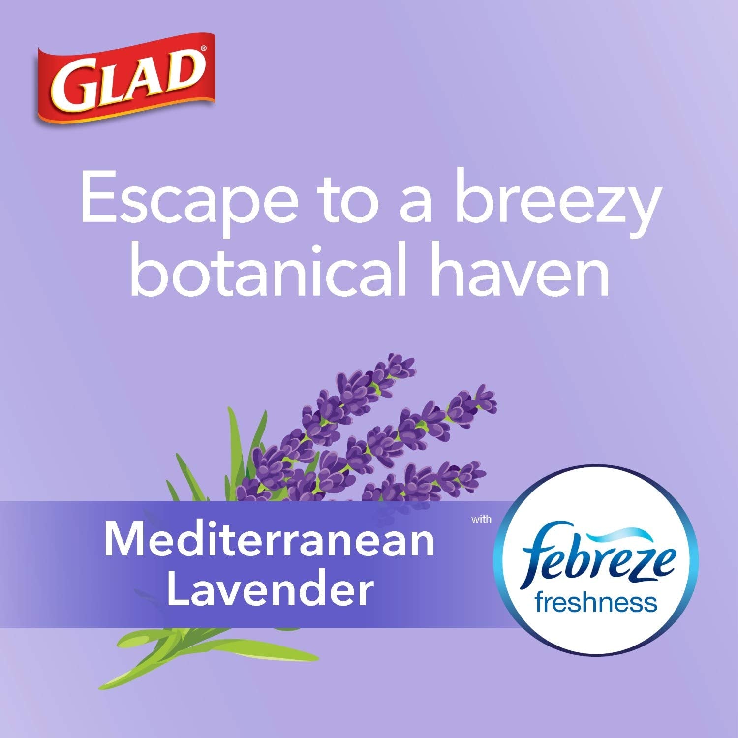 Glad ForceFlex Tall Kitchen Trash Bags, 13 Gallon, Gain Lavender, 80 Count (Package May Vary)