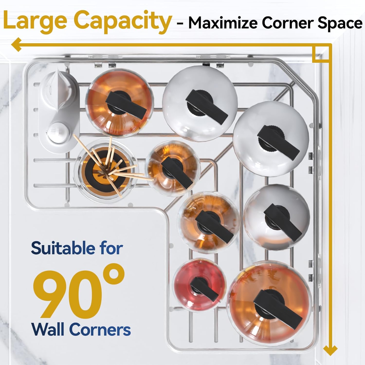 YASONIC Shower Caddy - 2-Pack Rustproof Stainless Steel Corner Shelves with Soap Holder | No-Drill Design for Dorms & Bathrooms