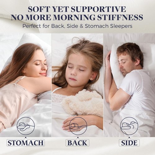 Basic Beyond Hotel Collection Bed Pillows for Sleeping - King Size Pillows Set of 4, 20x36, White