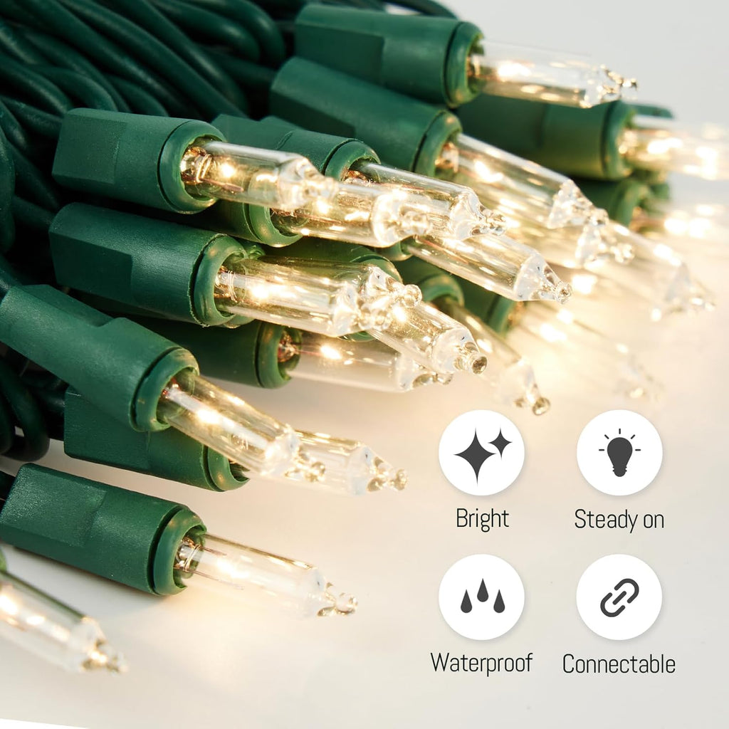 Skiennix 100 Count Clear Christmas Lights - 21ft Warm White String Lights for Indoor/Outdoor Decor