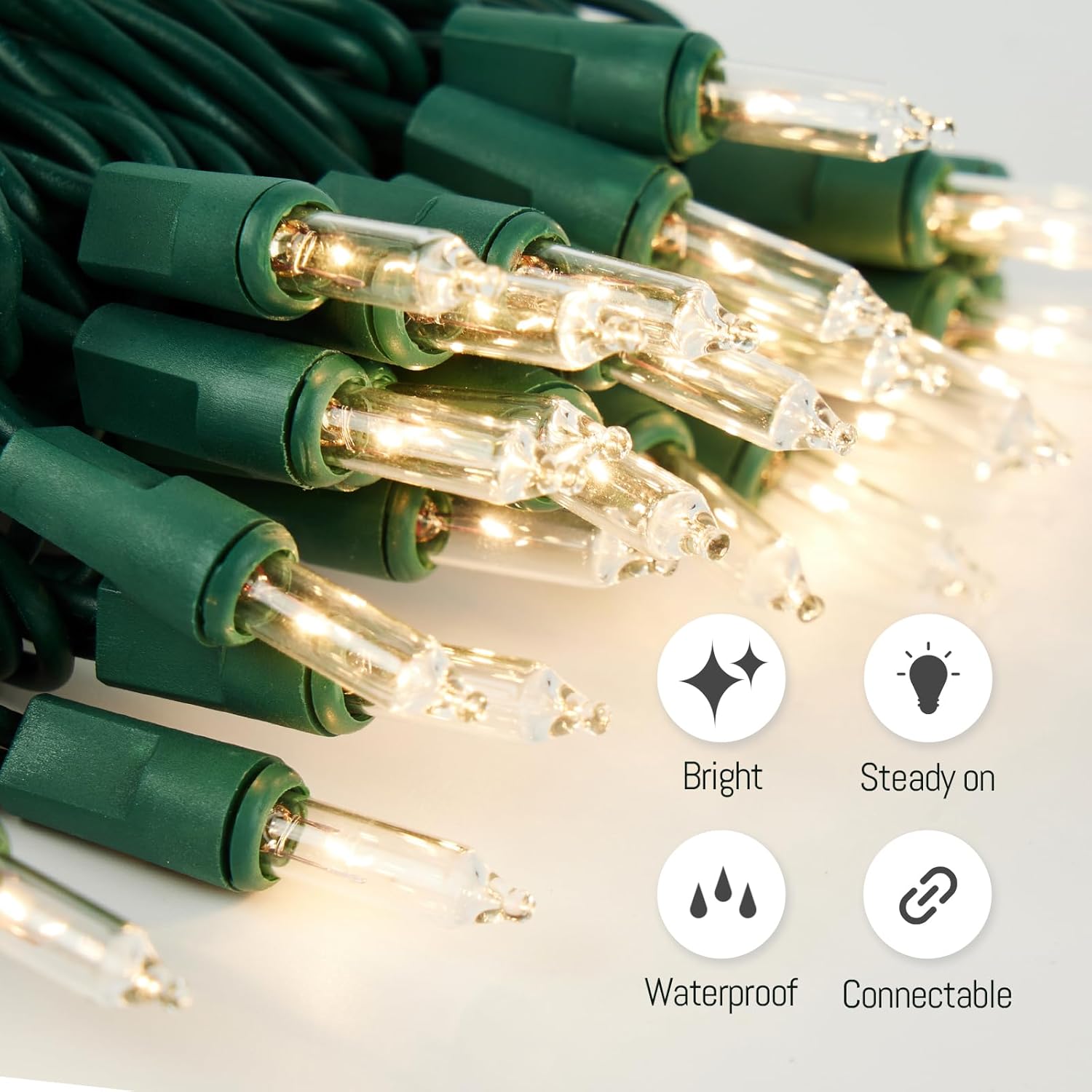 Skiennix 100 Count Clear Christmas Lights - 21ft Warm White String Lights for Indoor/Outdoor Decor